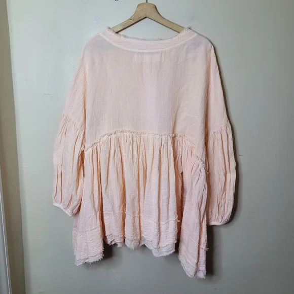 Free People Keeping It Cool Pullover Peach Oversized Size M - Picture 7 of 10